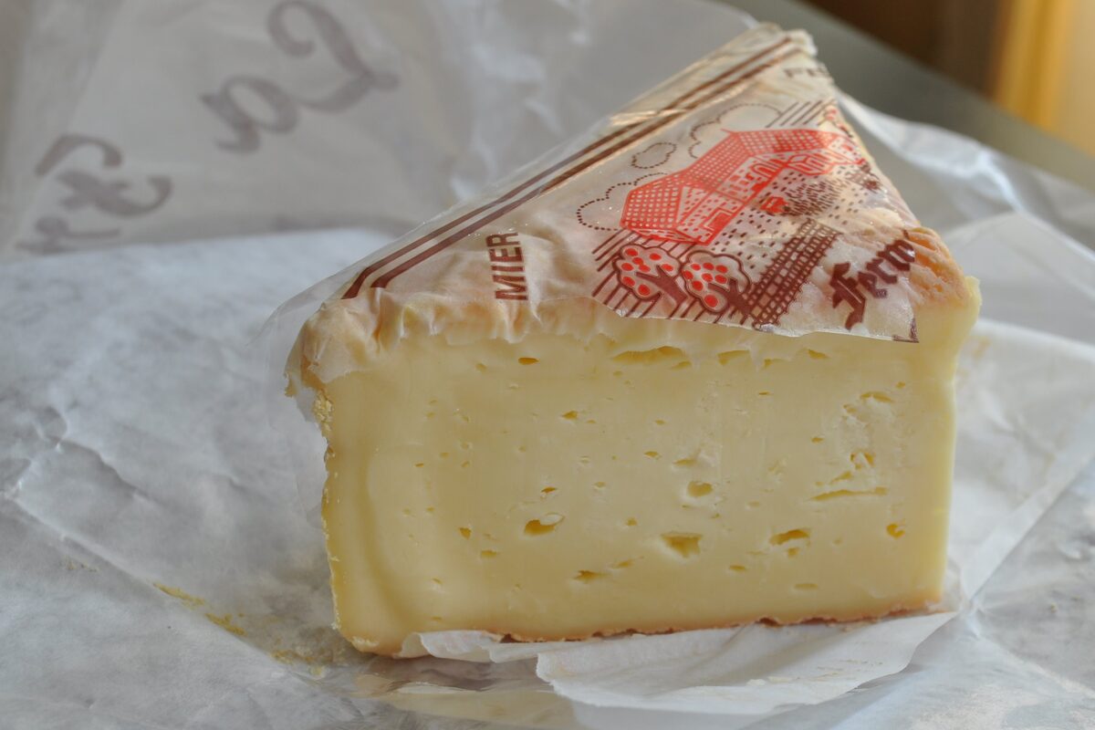 A quarter of Maroilles, the washed-rind cheese of the Nord and the Thiérache