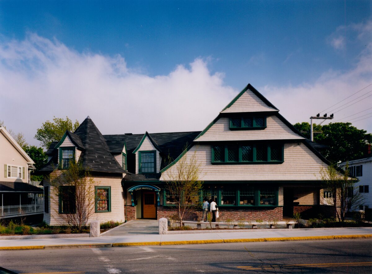 The Abbe Museum's shingled downtown building on a Bar Harbor street