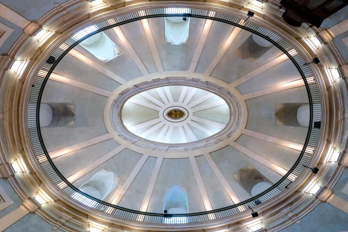 The elliptical ceiling of the Oratorio de San Felipe Neri