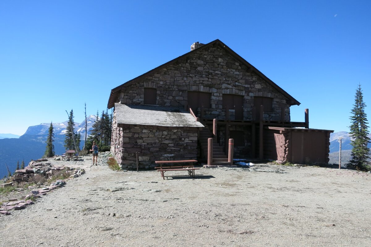 Granite Park Chalet, a stone building on a mountain ridge