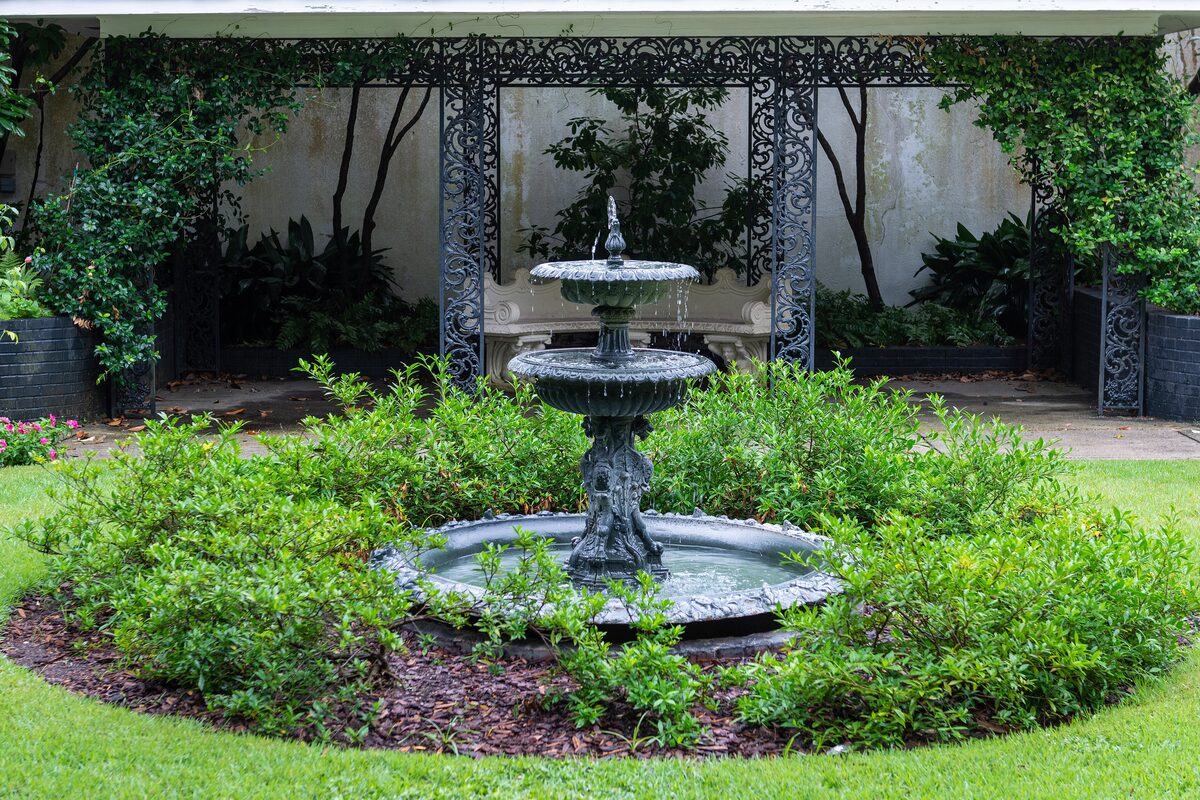 Iron fountain in the Fragrant Garden of Forsyth Park