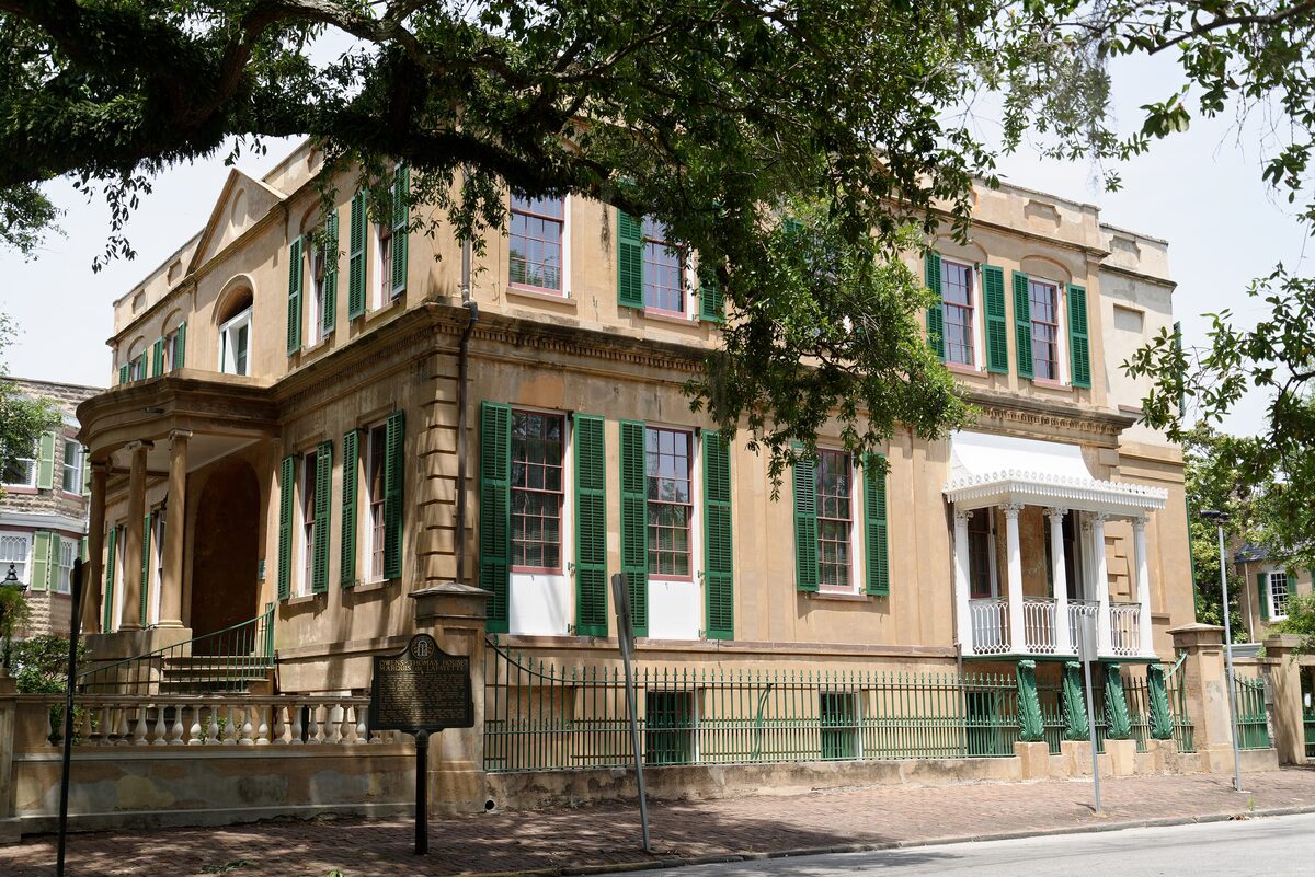 Owens-Thomas House, a Regency mansion with green shutters