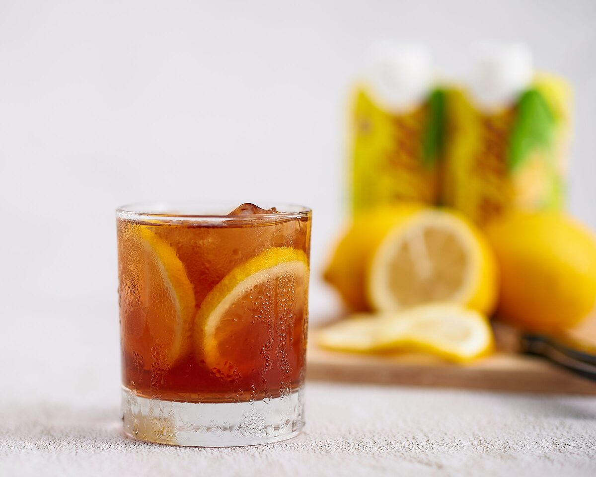 Glass of iced tea with lemon, the Southern sweet tea
