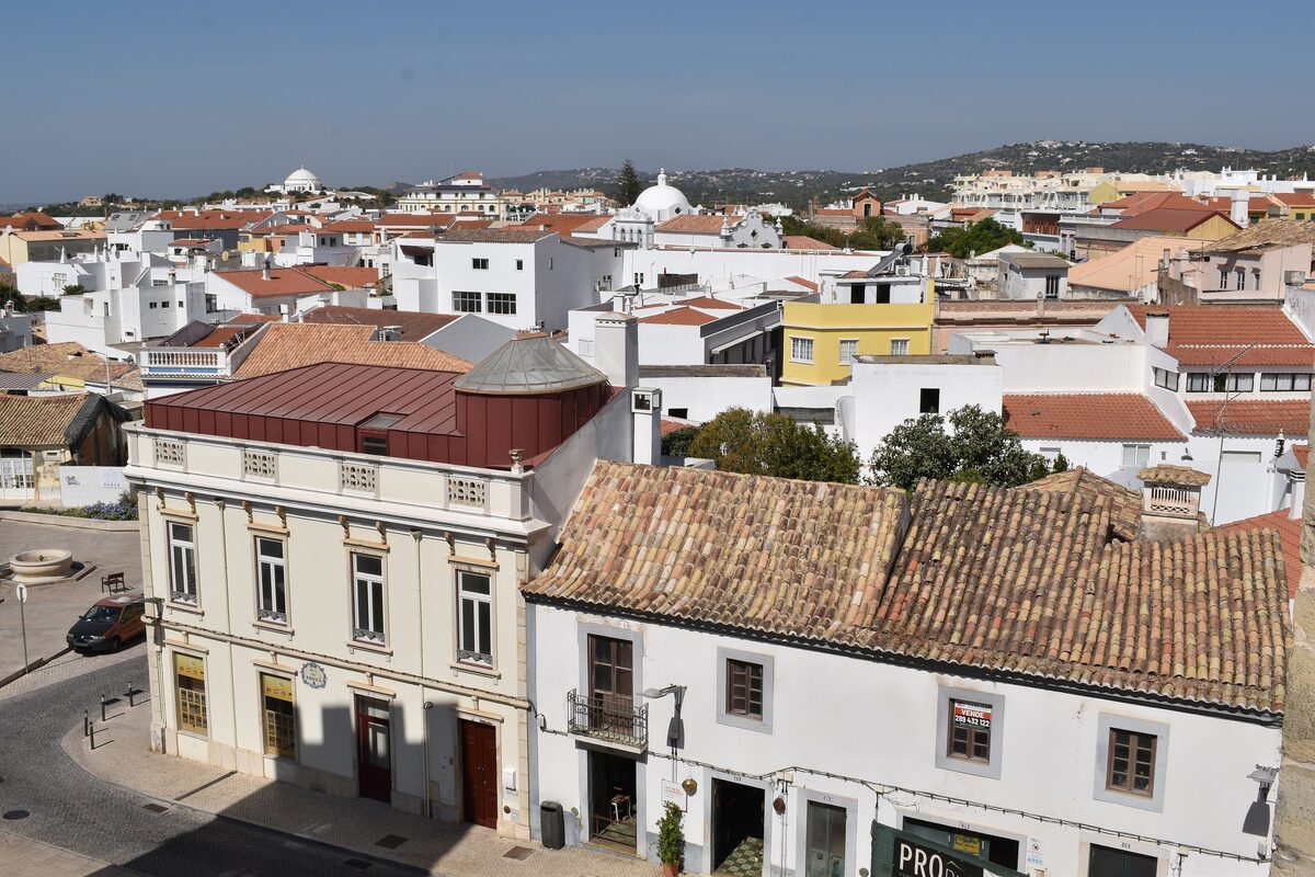 Rooftops and white houses of Loulé seen from above