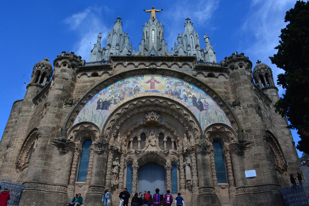 The Sagrat Cor temple's mosaic facade on top of Tibidabo