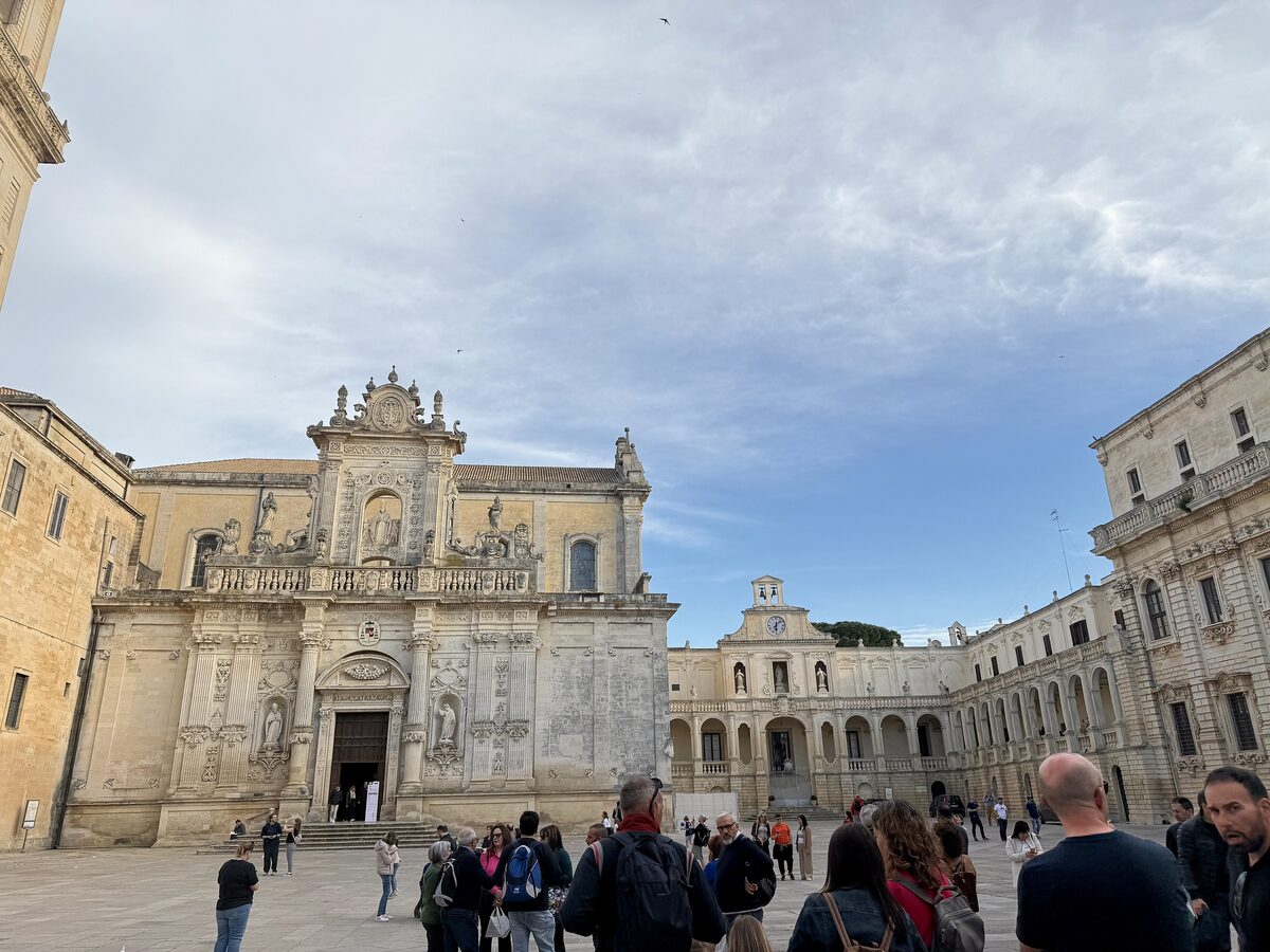 The Piazza del Duomo in Lecce, with the baroque cathedral and the bishop's palace