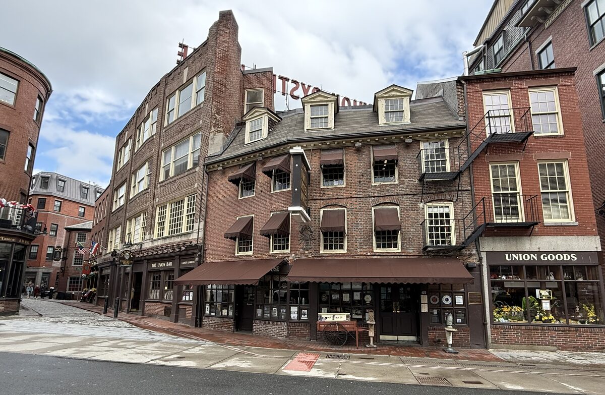 The old brick corner building that houses the Union Oyster House