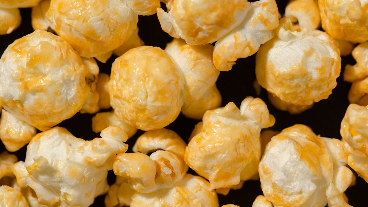 Close-up of golden cheese popcorn