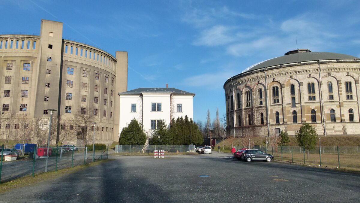 The round brick gasometers of the former gasworks in Reick, where the Panometer is housed