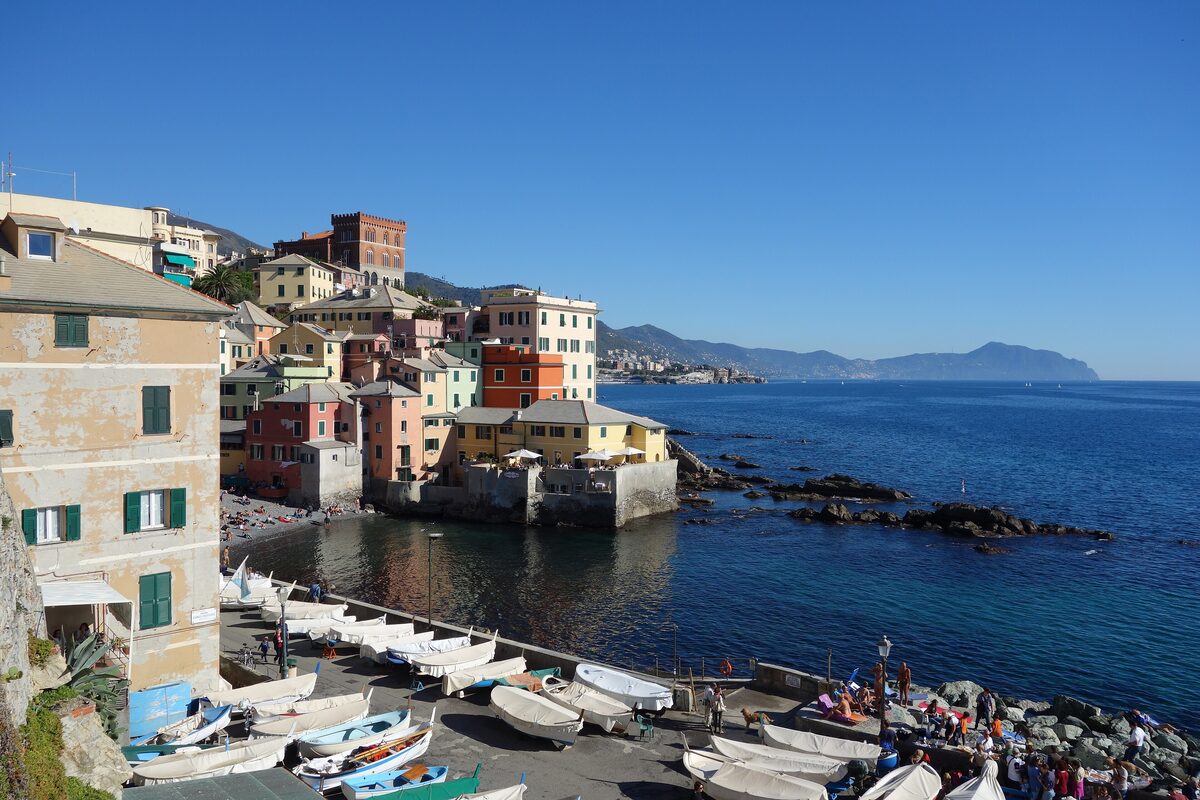 Colorful houses and small fishing boats at Boccadasse