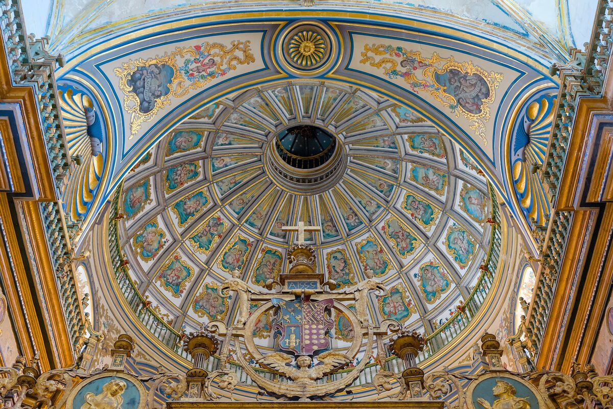 The richly painted and gilded dome of the Sacra Capilla del Salvador in Úbeda