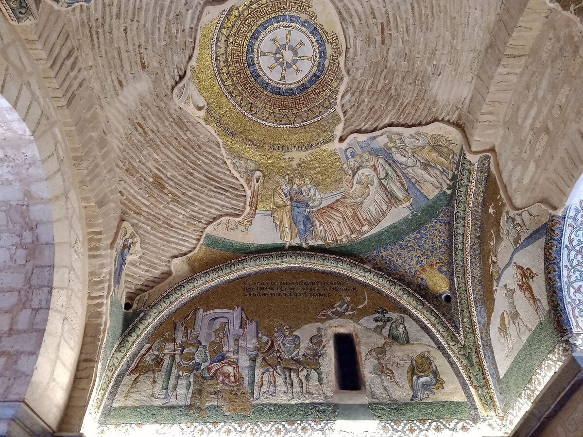 Byzantine gold mosaics on the vaults and lunettes of the narthex of Chora