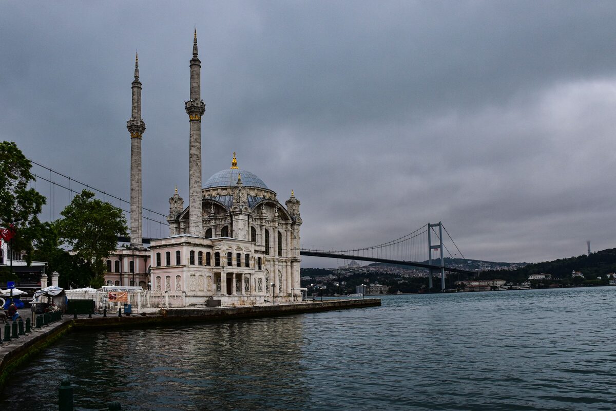 Ortaköy Mosque on the Bosphorus shore, with the first Bosphorus Bridge behind it