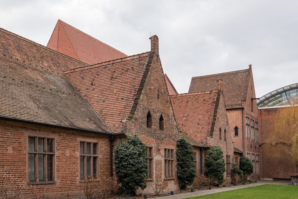 Red-brick gabled buildings of the former Carthusian monastery that houses the Germanisches Nationalmuseum
