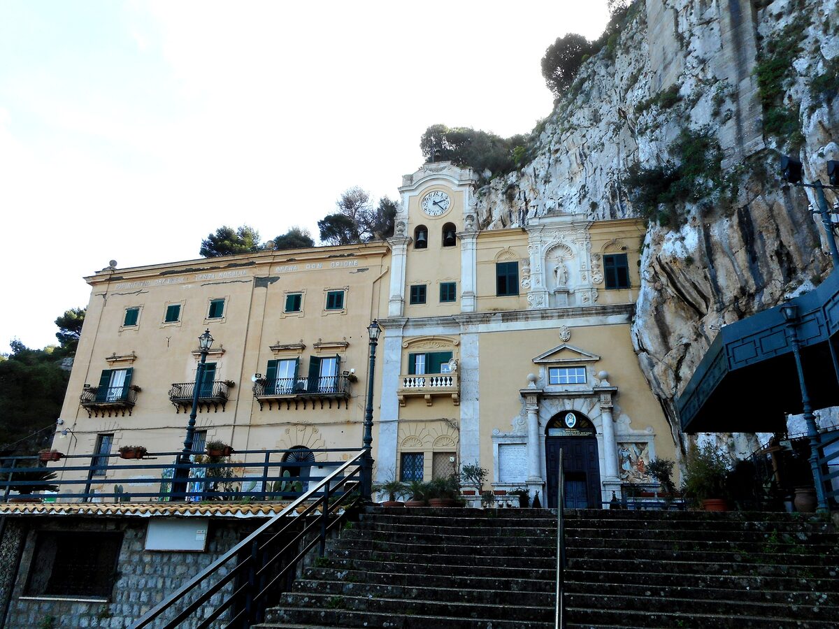 The Santuario di Santa Rosalia, built against the rock face of Monte Pellegrino
