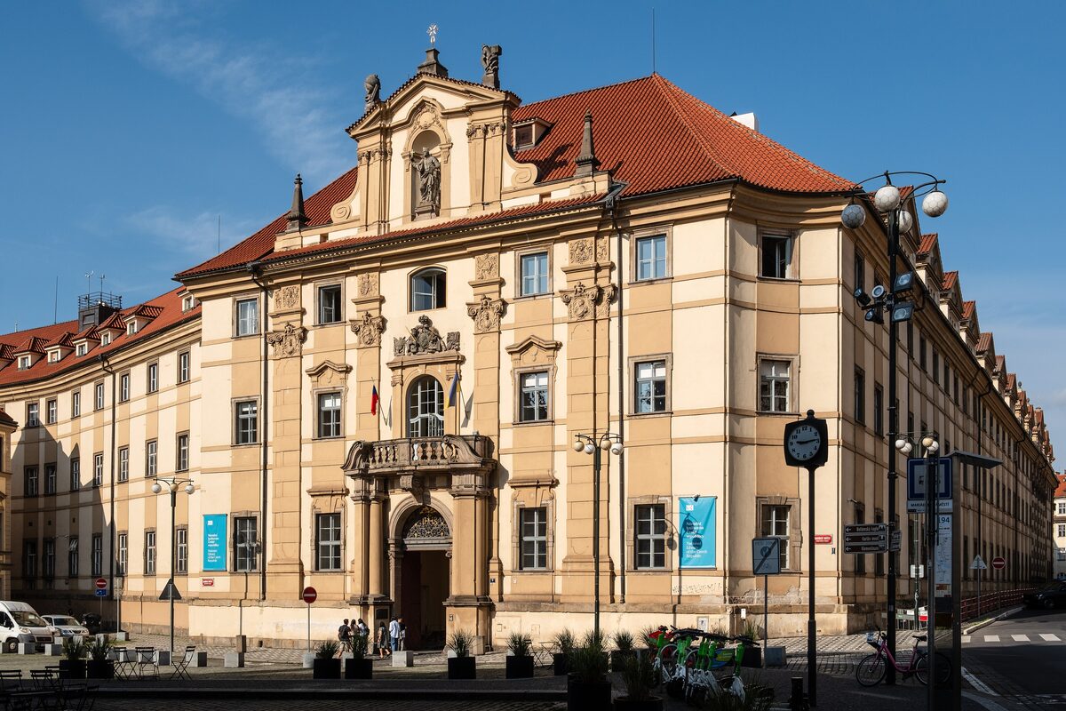 Baroque facade of the Klementinum seen from Marianske namesti
