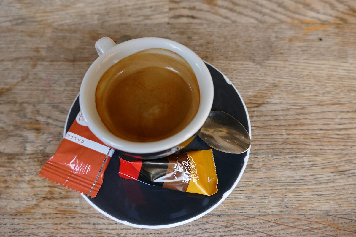 A cup of espresso on a saucer