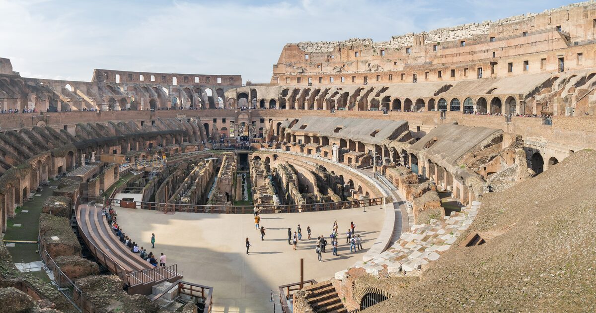 Inside the Colosseum, looking over the arena floor