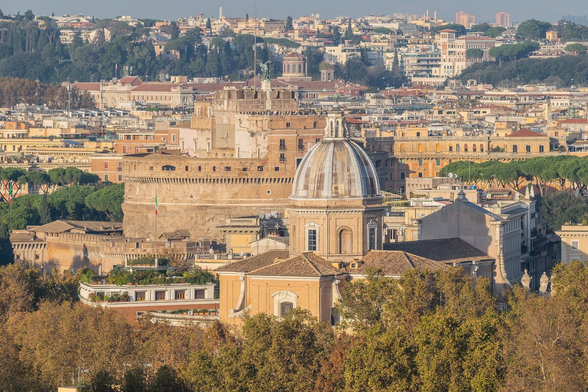 Domes and Castel Sant'Angelo seen from the Janiculum
