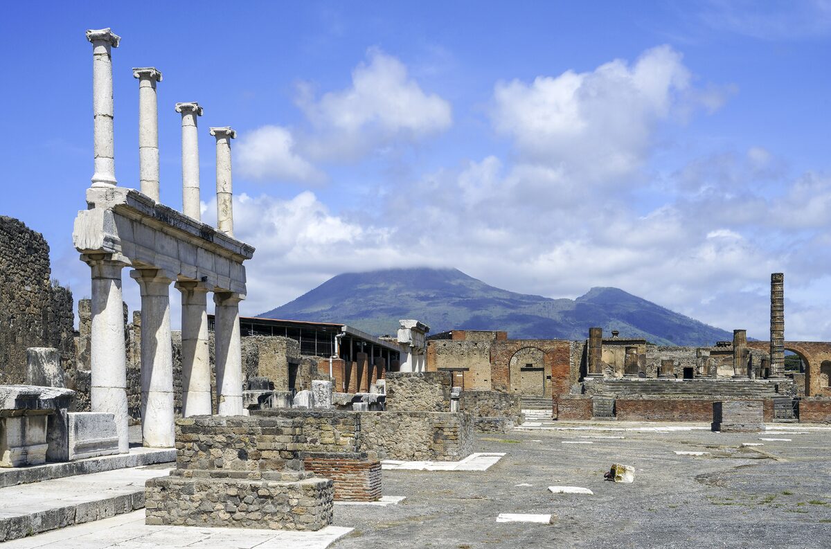 Pompeii's forum with Vesuvius behind