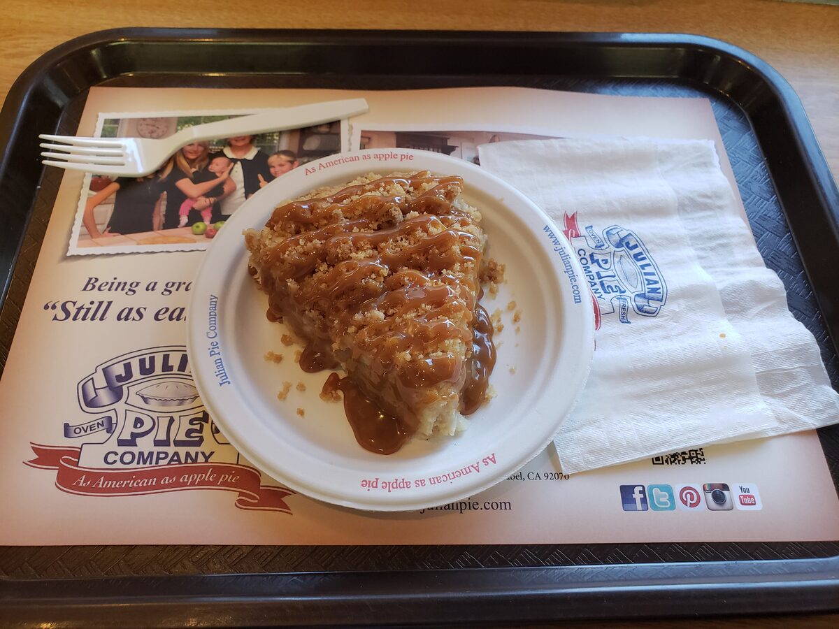 A Julian Pie Company apple pie slice on a tray
