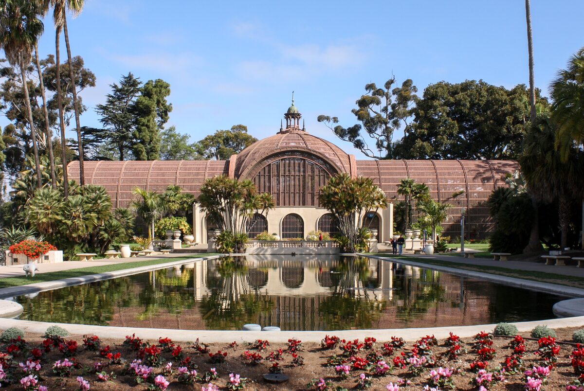 The Botanical Building reflected in the lily pond, Balboa Park
