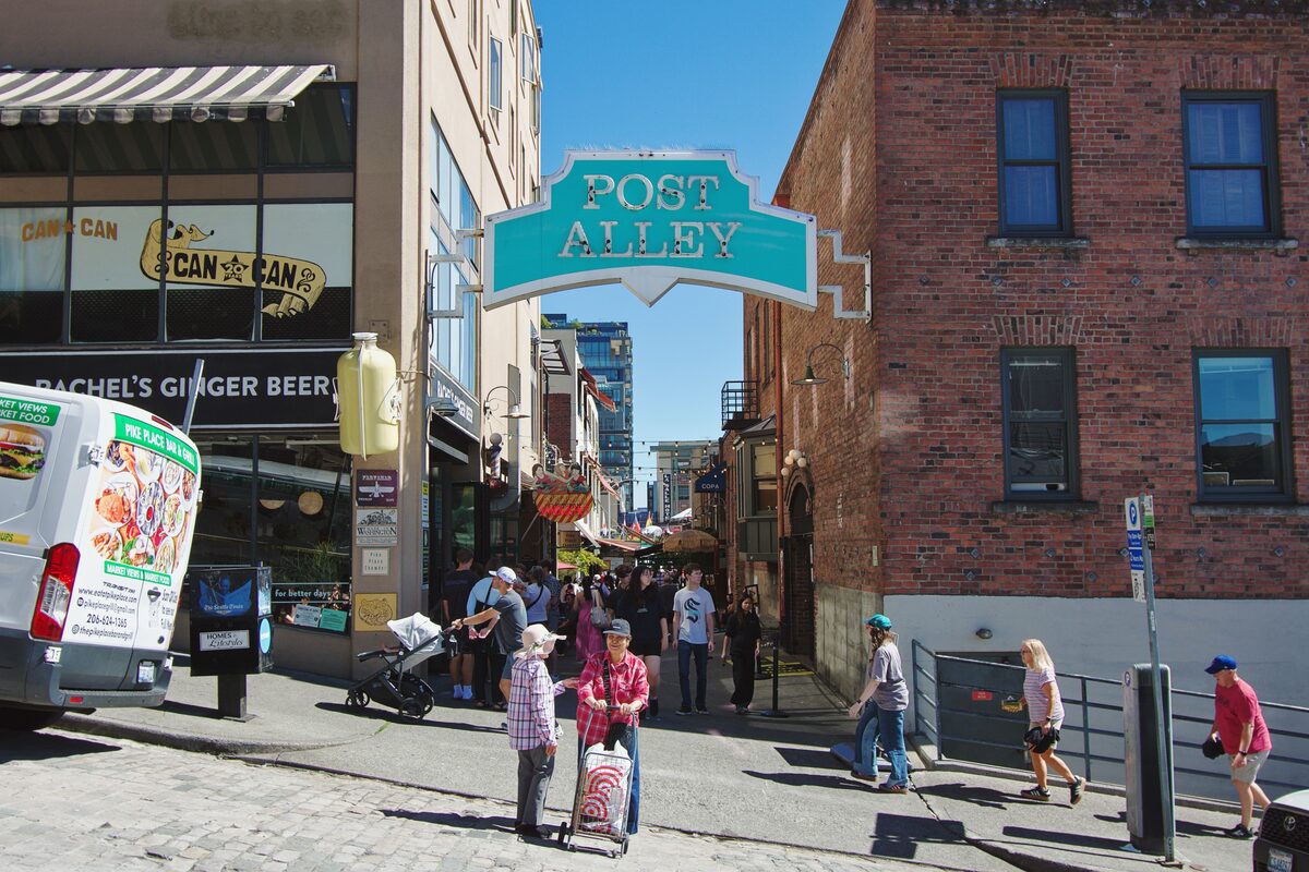 Post Alley in Pike Place Market, near the chowder shop