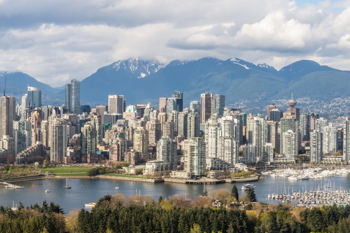Vancouver's downtown towers with the North Shore mountains behind