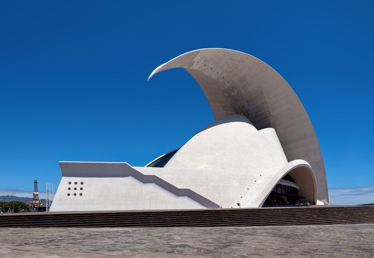 The Auditorio de Tenerife, Calatrava's concert hall, with its white wing-shaped roof