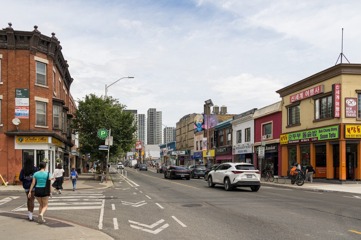Bloor Street West in Koreatown with Korean-language shop signs along the street