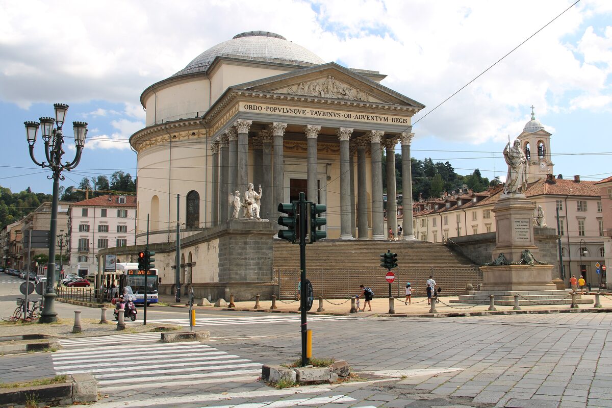 The domed Gran Madre di Dio church with its columned portico