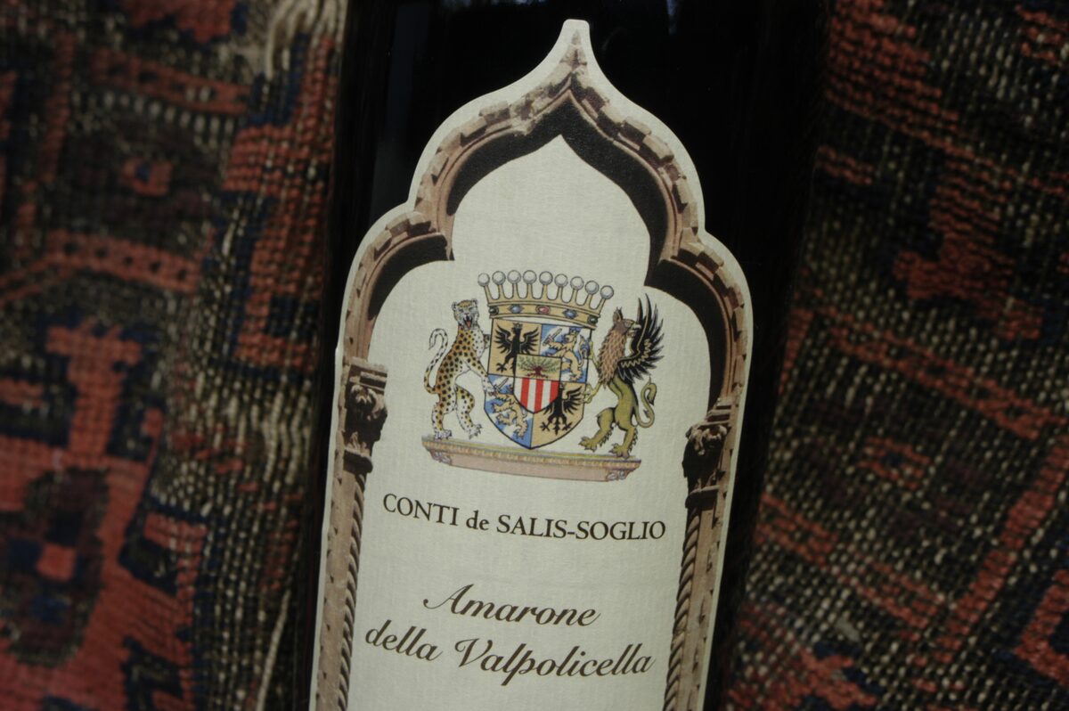 The label of an Amarone della Valpolicella bottle