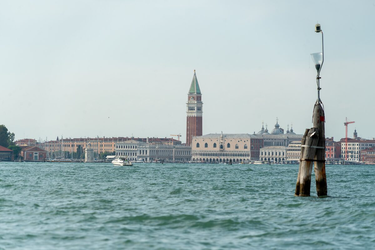 St Mark's campanile and the Doge's Palace across the lagoon