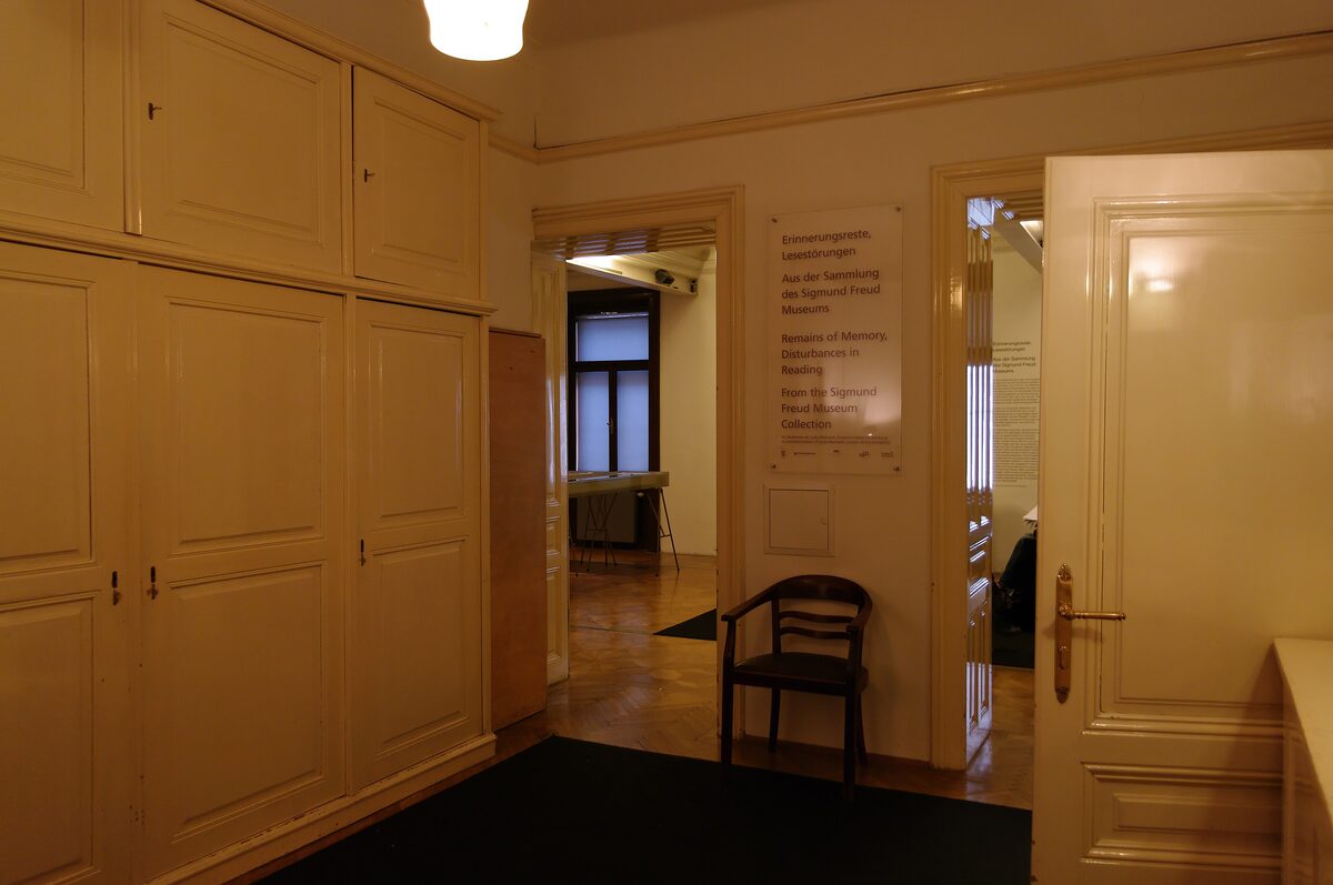 The cream-paneled entrance hall of Sigmund Freud's apartment at Berggasse 19