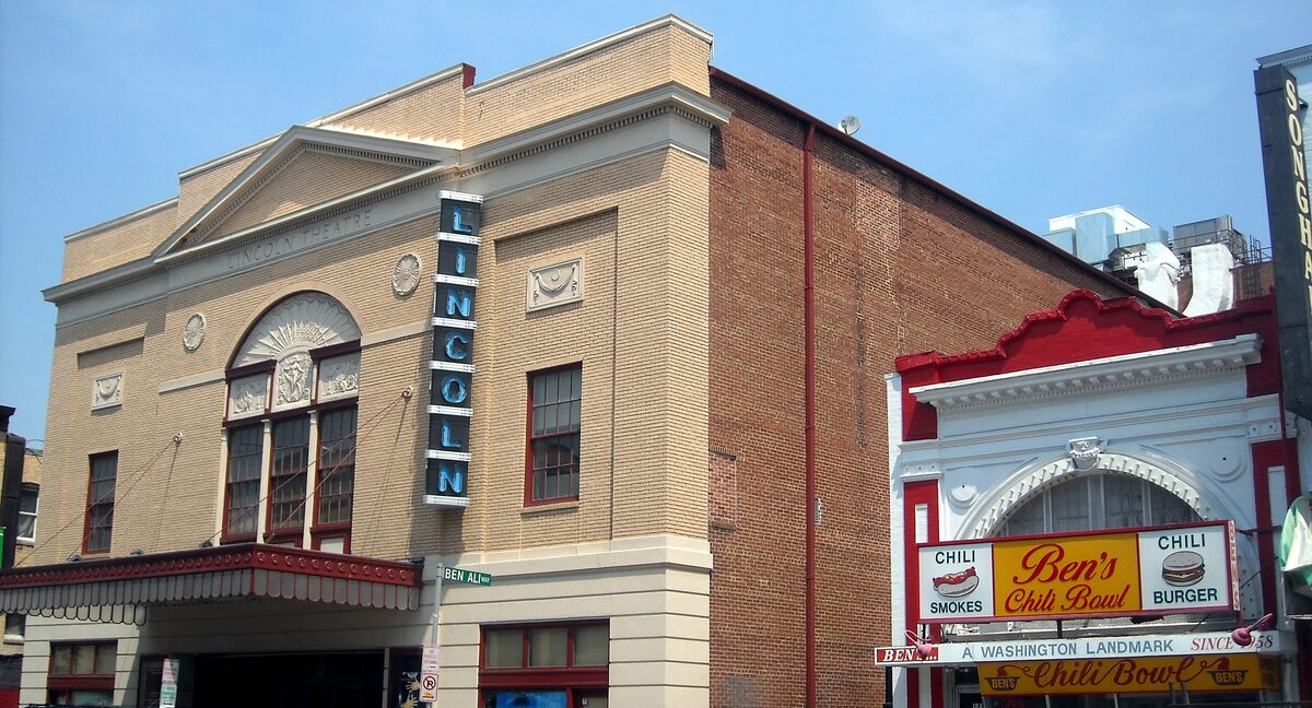 Ben's Chili Bowl sign beside the Lincoln Theatre on U Street