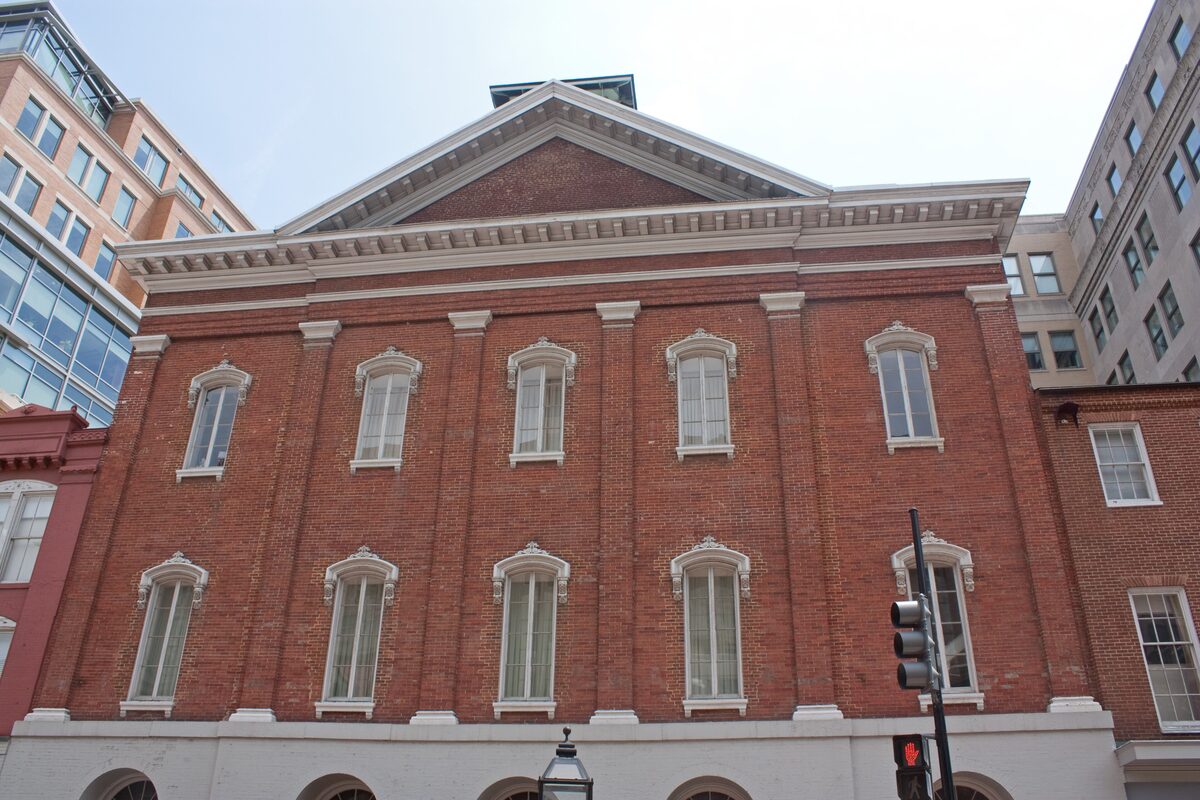 Red-brick front of Ford's Theatre on 10th Street