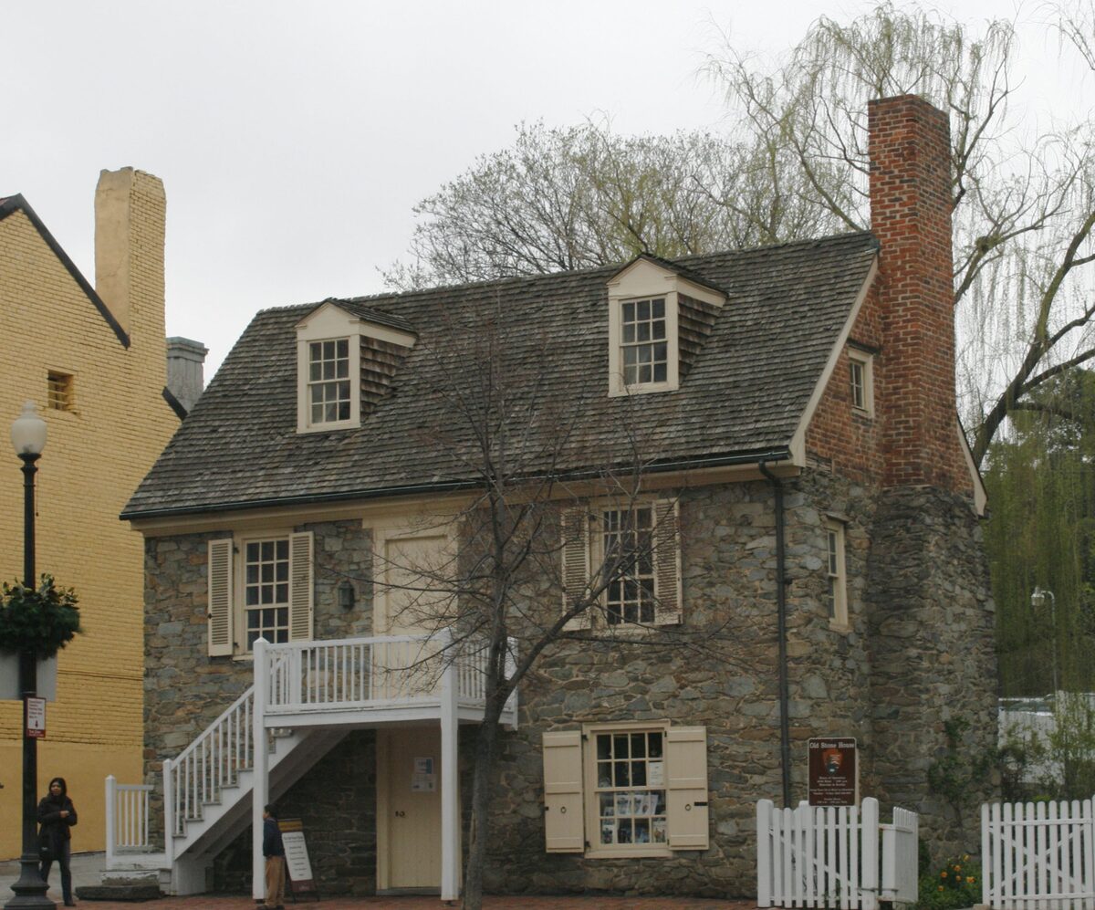 The stone Old Stone House on M Street in Georgetown