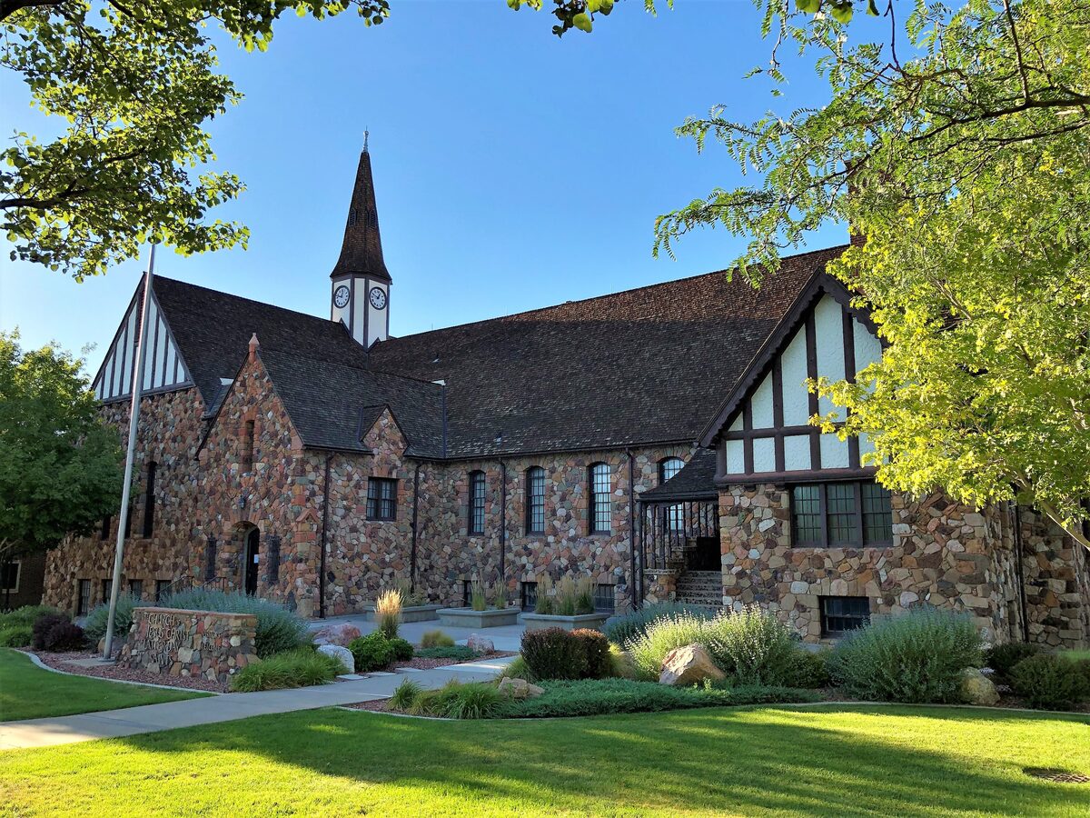 Cedar City Rock Church, a stone and timber building with a spire